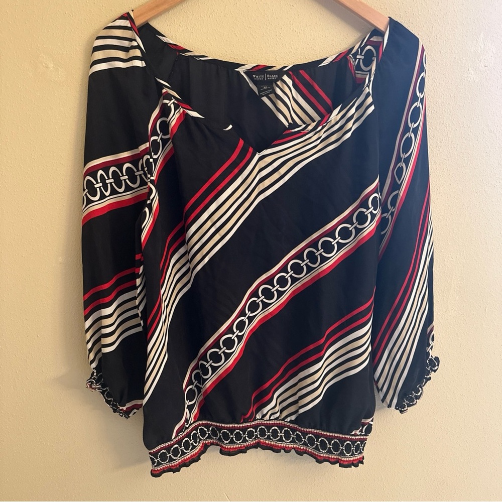 White House Black Market Blouse 100% Silk Top Medium‎ Office Career Work